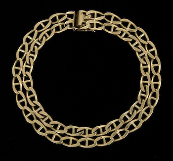 Appraisal: A Double Link k Yellow Gold Bracelet k yellow gold