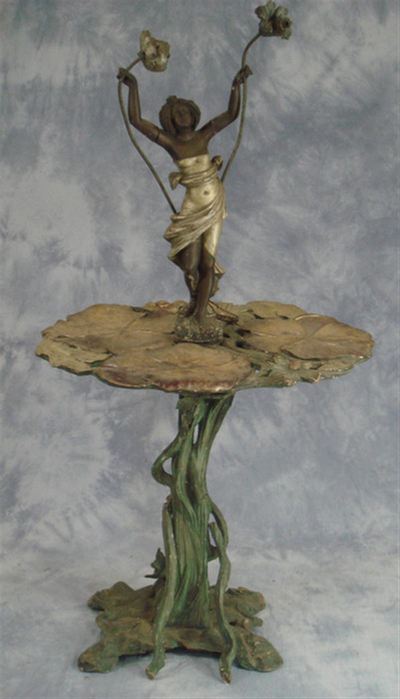 Appraisal: Carved and painted Art Nouveau Fantasy center table with figural