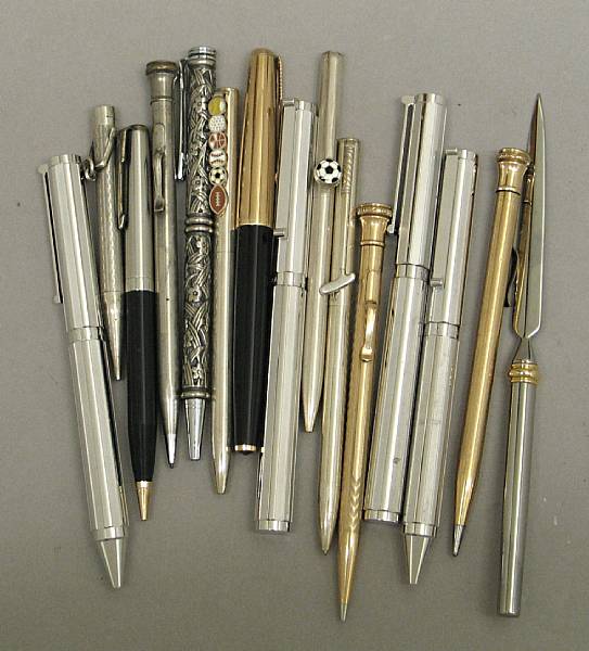 Appraisal: A group of sterling pens with other writing instrumentsTiffany amp