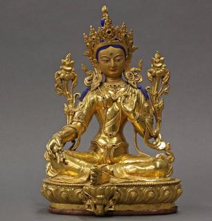 Appraisal: Himalayan Bronze Tara Himalayan gilt bronze Tara seated in royal