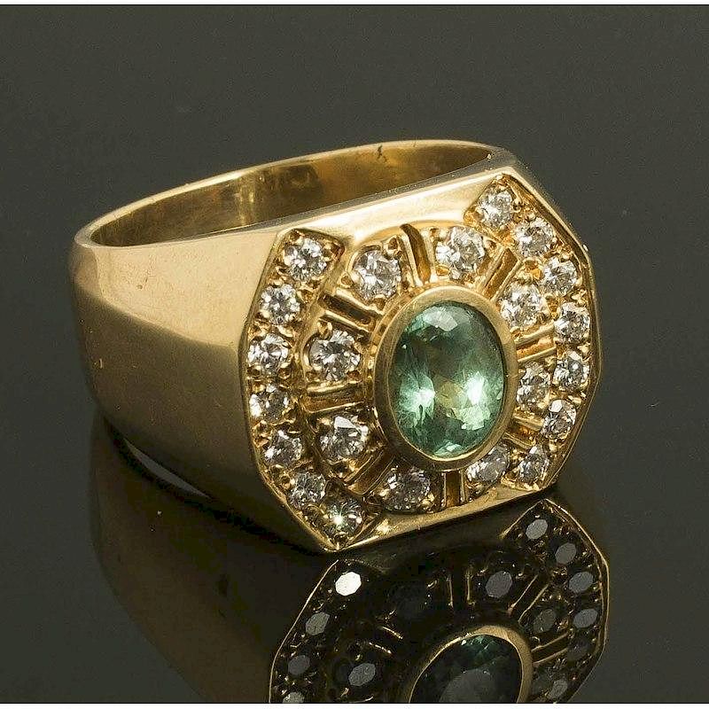 Appraisal: Seafoam Tourmaline Diamond Ring k yellow gold ring containing a