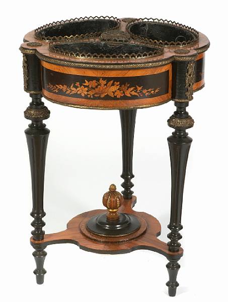 Appraisal: A Napoleon III marquetry and ebonized jardinere height in width