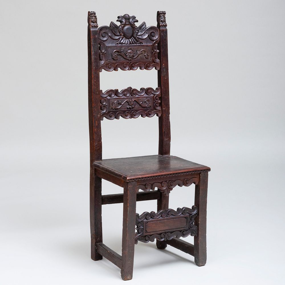 Appraisal: Italian Carved Walnut Side Chair x x in height of