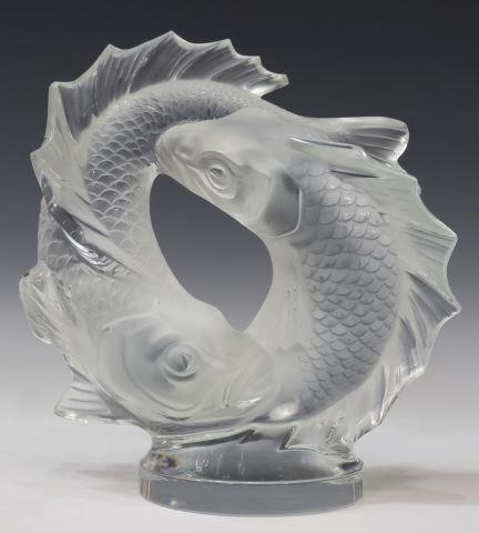 Appraisal: French Lalique frosted crystal sculpture Deux Poissons designed by Marc