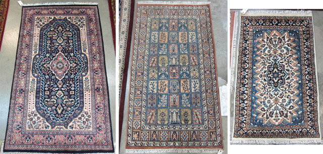 Appraisal: THREE HAND KNOTTED ORIENTAL AREA RUGS all Indo-Persians sizes '