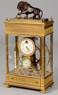 Appraisal: French Gilt Bronze Falling Ball Mantle Clock French bronze and