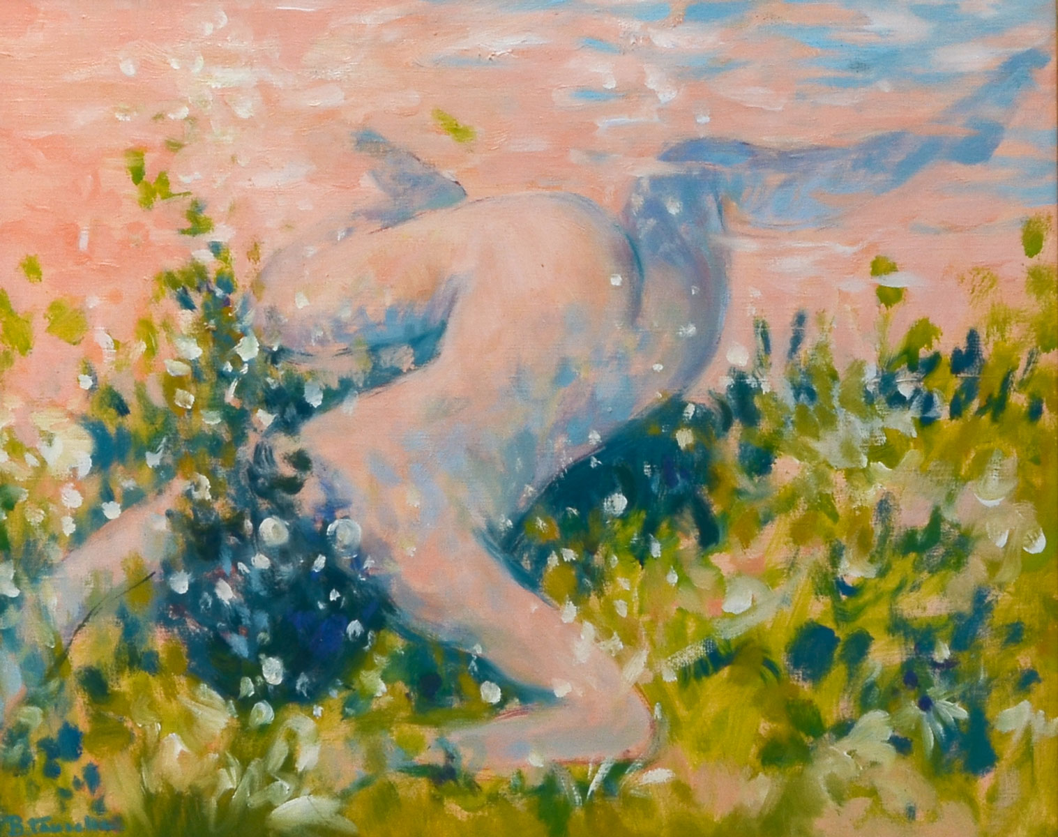 Appraisal: TAURELLE Bernard French Nude Lying in the Field Oil Canvas