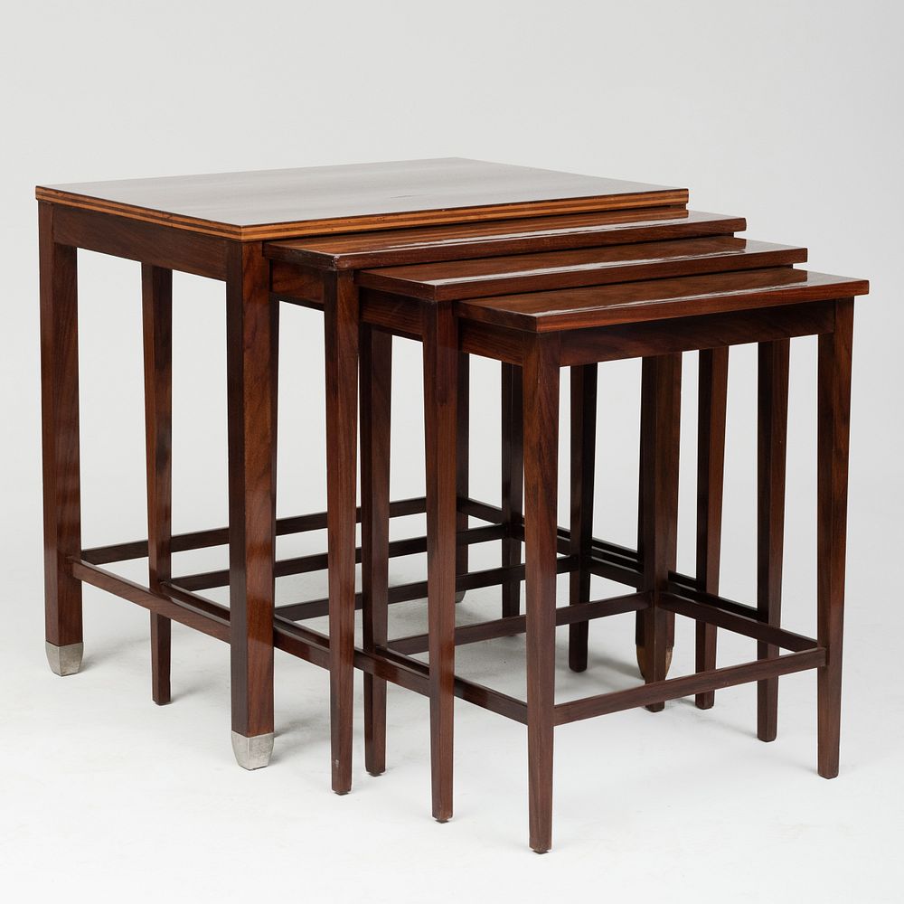 Appraisal: Set of Four Koloman Moser Mahogany Nesting Tables The largest