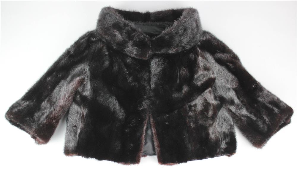 Appraisal: LADY'S BLACK MINK FUR BOLERO JACKET stand up collar sleeves