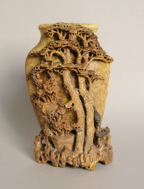 Appraisal: Chinese carved stone vase h