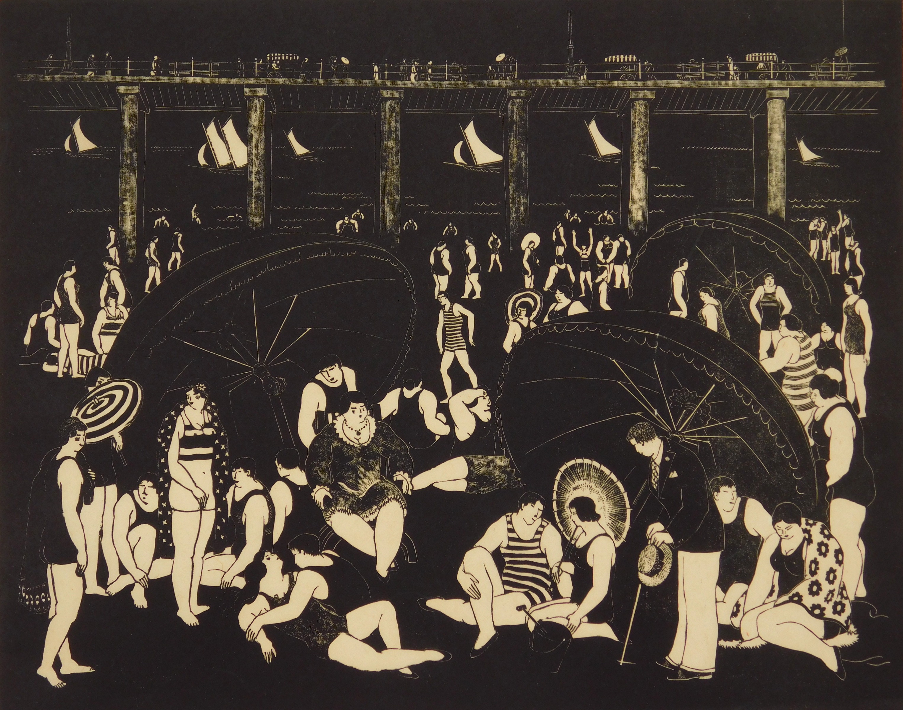 Appraisal: Salvatore Pinto - Bathers''- woodcut signed titled and numbered in