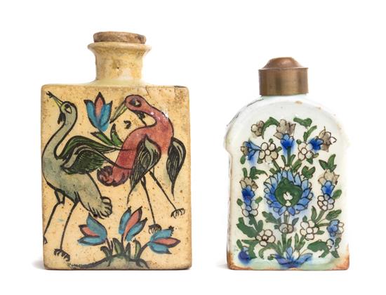 Appraisal: Sale Lot Two Qajar Flasks th century comprising one example