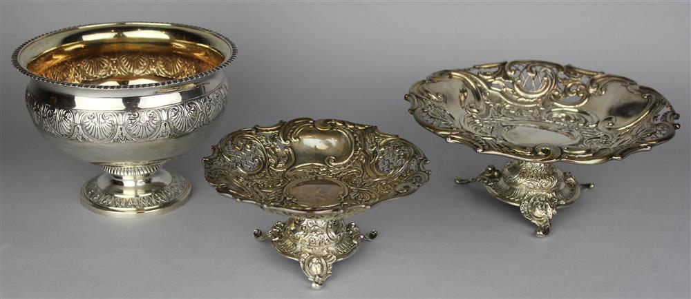 Appraisal: PAIR OF LATE VICTORIAN SILVER GRADUATED COMPOTES AND A SWEDISH