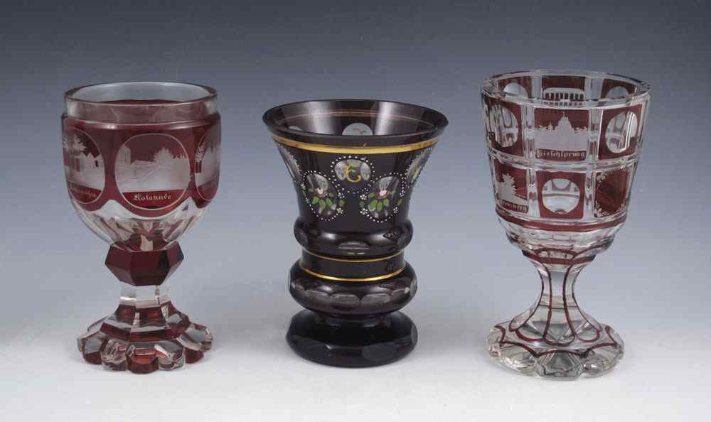 Appraisal: EARLY BOHEMIAN RUBY CUT TO CLEAR BEAKERS - ''h