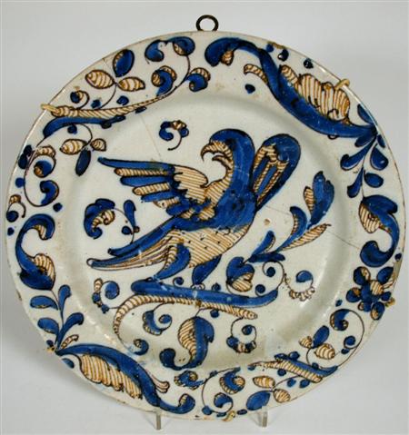 Appraisal: A late th century Spanish maiolica charger Talavera or Triana