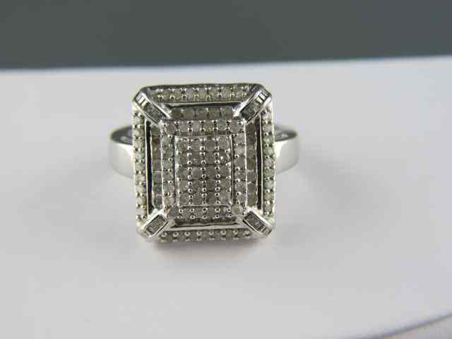 Appraisal: Diamond Ring round baguette diamonds totaling carat in sterling silver