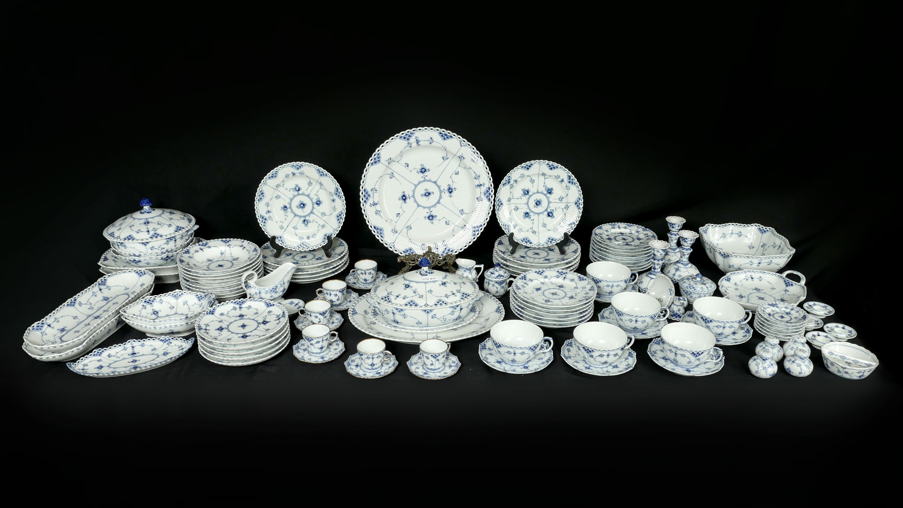 Appraisal: PC ROYAL COPENHAGEN BLUE LACE DINNER SERVICE dinner plates one