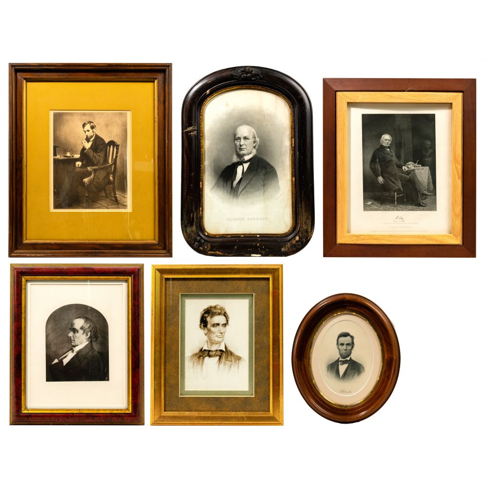 Appraisal: POLITICAL PORTRAIT PRINT ASSORTMENT items including Abraham Lincoln Henry Clay