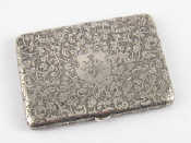 Appraisal: A Victorian silver card case of good size engraved with