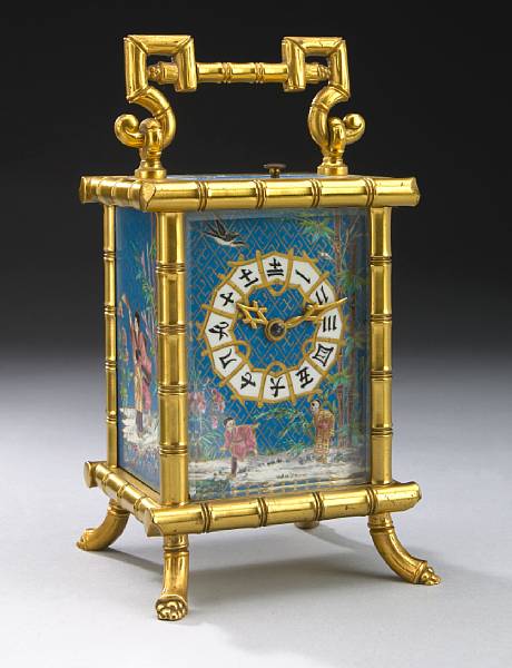 Appraisal: A French gilt brass carriage clock late th century In