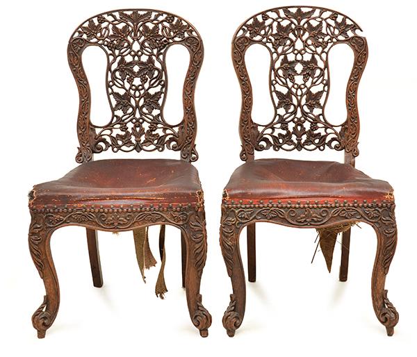 Appraisal: A PAIR OF ANGLO INDIAN ROSEWOOD CHAIRS