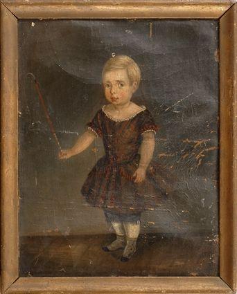 Appraisal: ENGLISH SCHOOL PORTRAIT OF A BOY HOLDING A CROP Oil