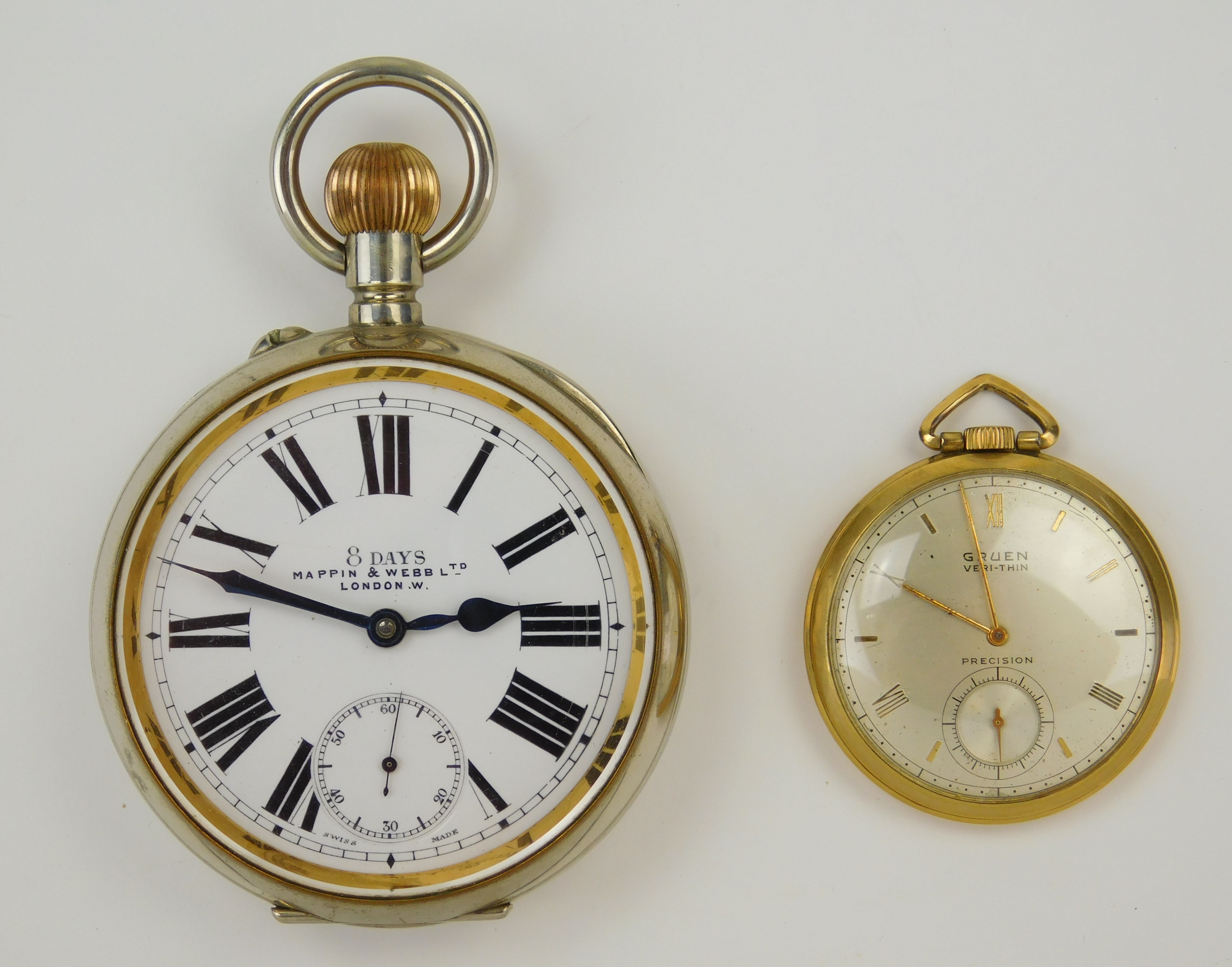 Appraisal: Gentlemen's pocket watches Gruen very thin precision Mappin Webb days