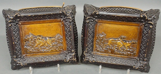 Appraisal: - Pair of glazed terracotta plaques c one of a