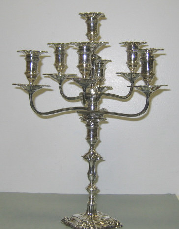 Appraisal: ENGLISH SILVER SEVEN-LIGHT CANDELABRUM L A W London presented to