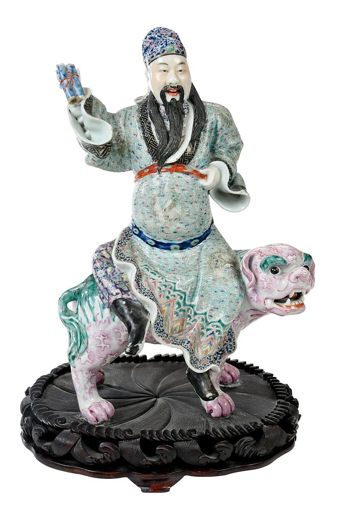 Appraisal: Chinese Porcelain Fuxing Figural Group finely enameled polychrome decorated porcelain