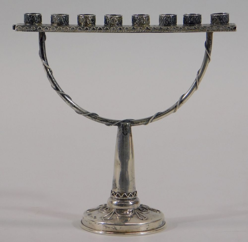 Appraisal: Judaic Sterling Silver Miniature Menorah Judaic Sterling Silver Miniature Menorah