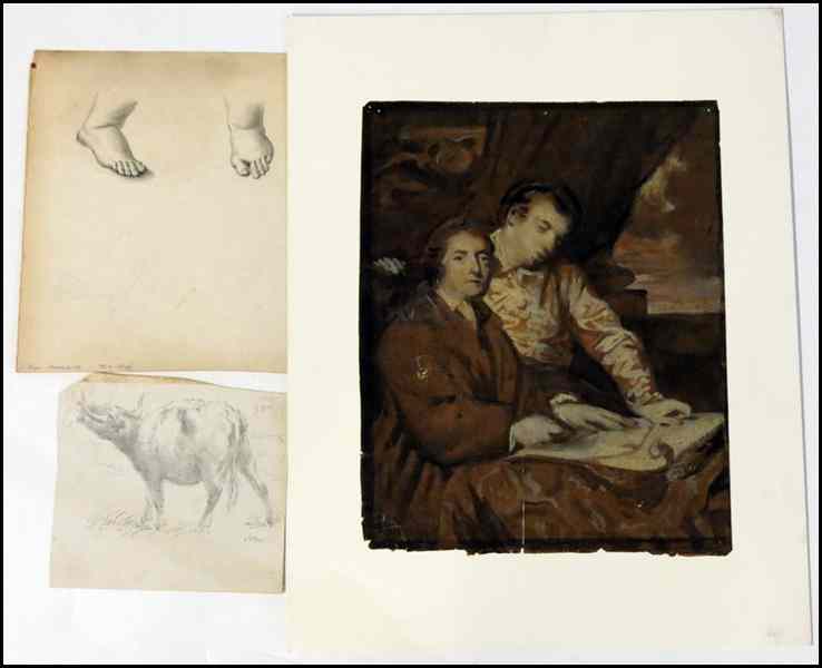 Appraisal: GEORGE MORLAND BRITISH - COW STUDY Pencil on laid paper