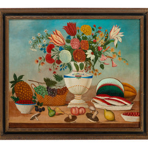 Appraisal: American School th Century Still Life with Fruit and Vegetables