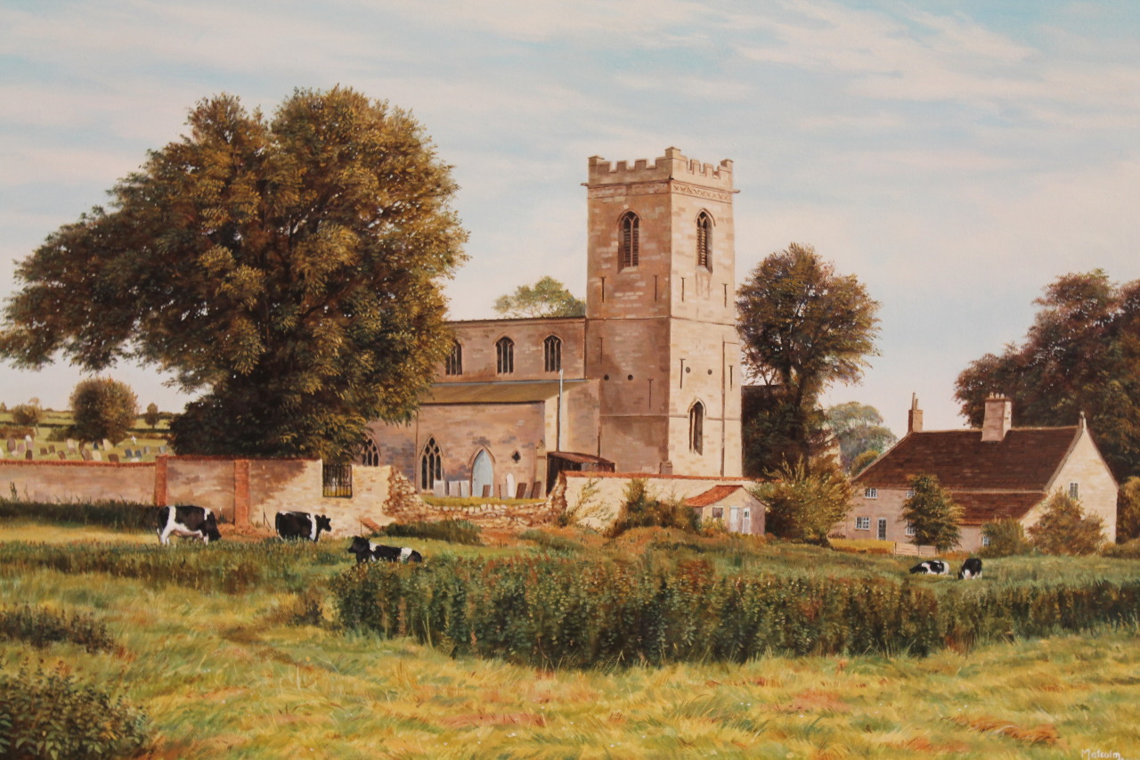 Appraisal: Malcolm Doughty fl Country landscape with church on a summer's