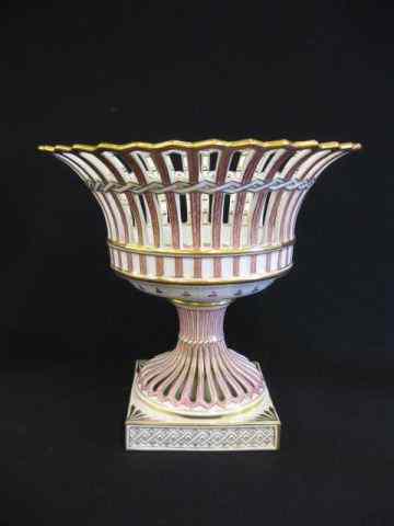 Appraisal: Dresden Porcelain Centerpiece Basketstyle compote openwork throughout floral with pink