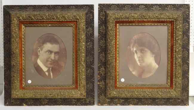 Appraisal: Pair th c Victorian frames with prints man and woman