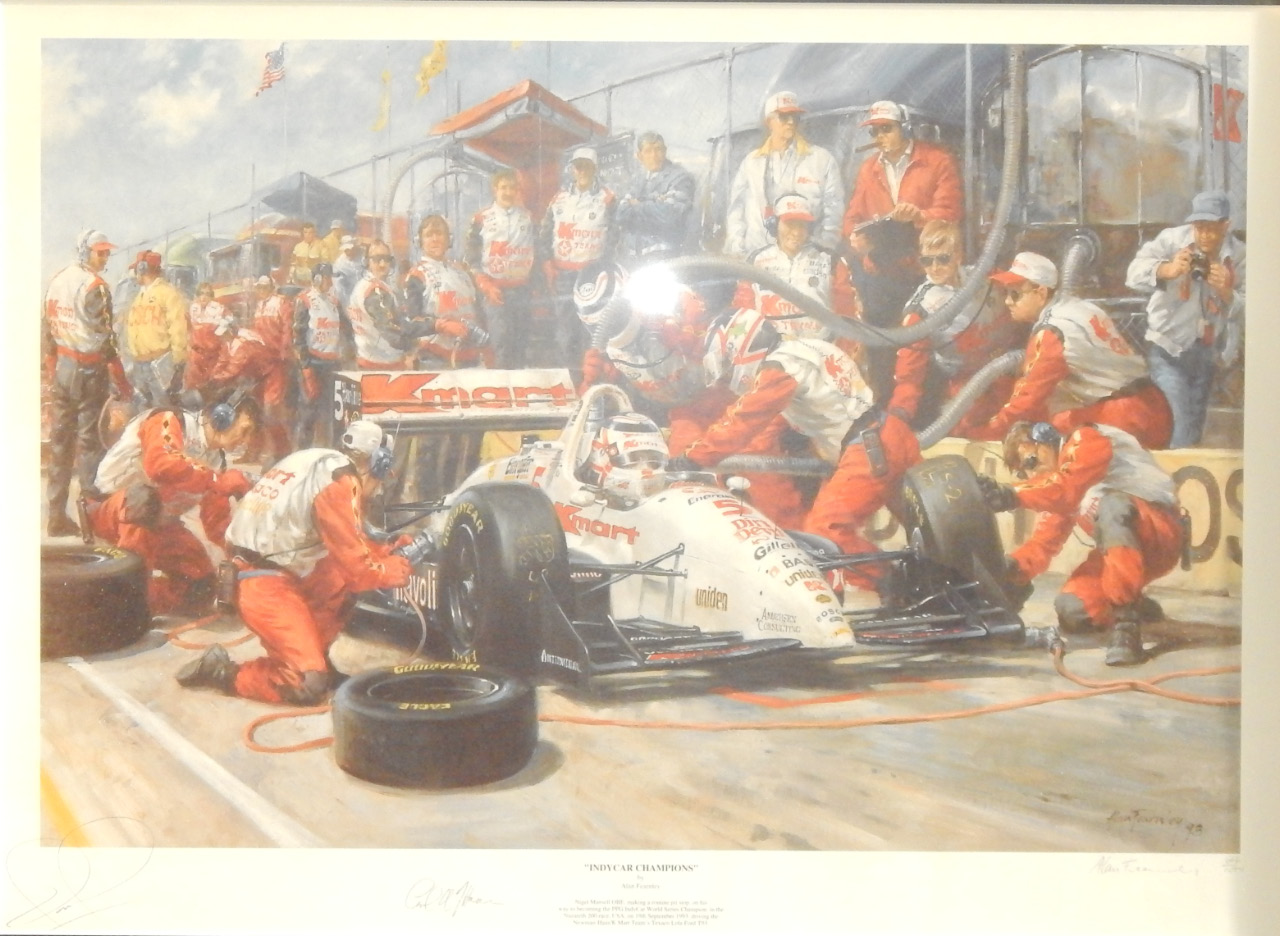 Appraisal: After Alan Fearnley A limited edition print depicting Nigel Mansell