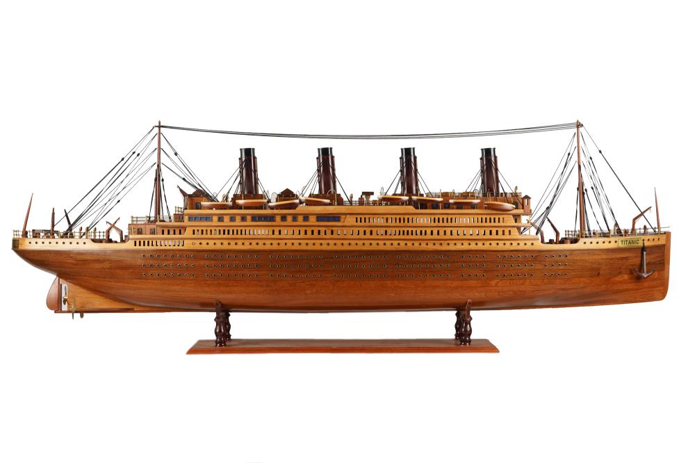 Appraisal: WOODEN SHIP MODEL 'TITANIC'complete with lifeboats and main lines mounted