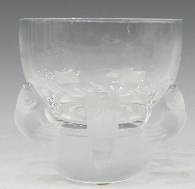 Appraisal: Lalique France crystal Hiboux' bowl colorless glass bowl on frosted