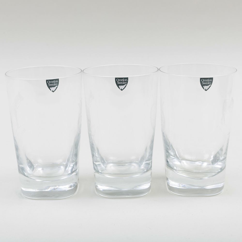 Appraisal: Set of Twelve Orrefors Glass Tumblers Commemorating the Epsom Derby