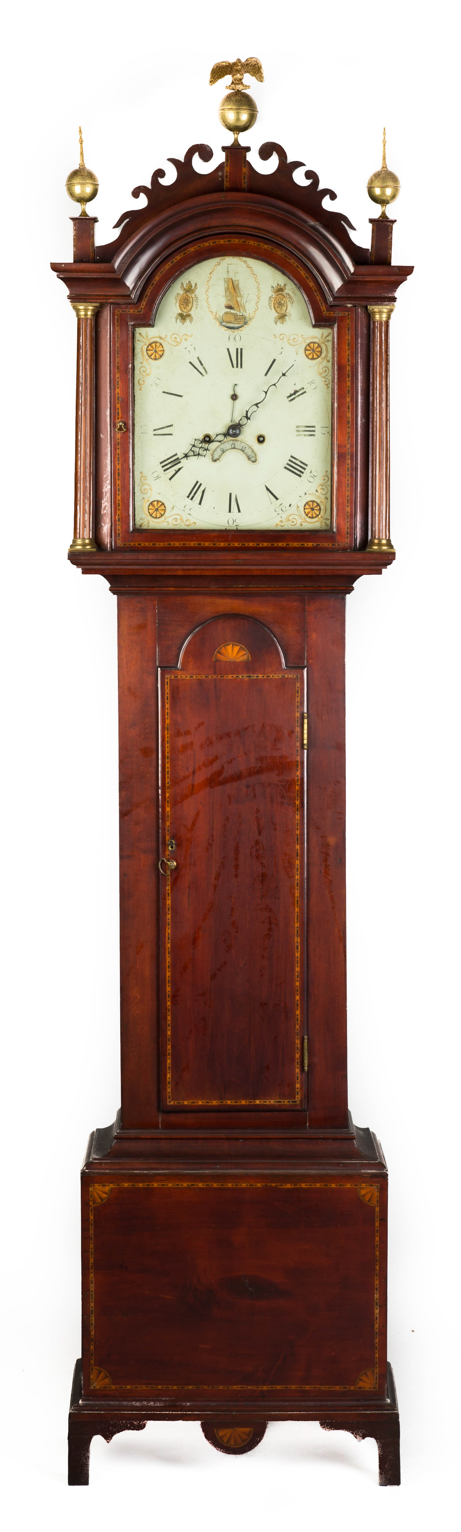 Appraisal: New England Chippendale Tall Case Clock Cherry case with fan