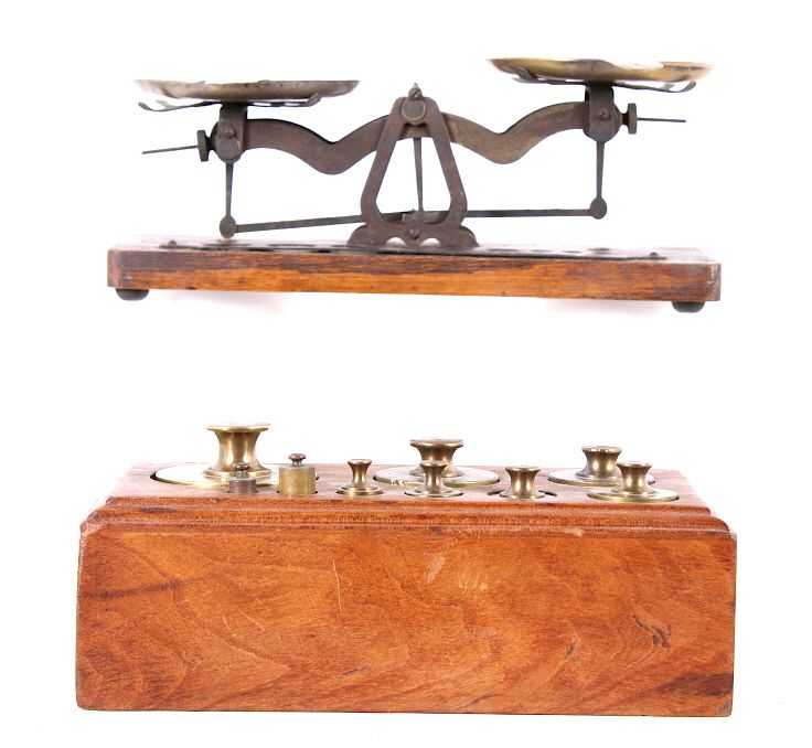 Appraisal: Early s Roberval Trade Scale w Weights For your bidding