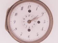 Appraisal: Early verge fusee alarm silver OF with AN porcelain dial