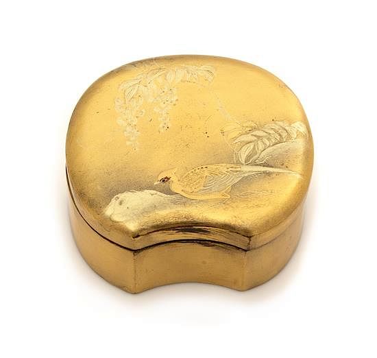 Appraisal: A Japanese Gilt Lacquer Covered Box Diameter inches A Japanese