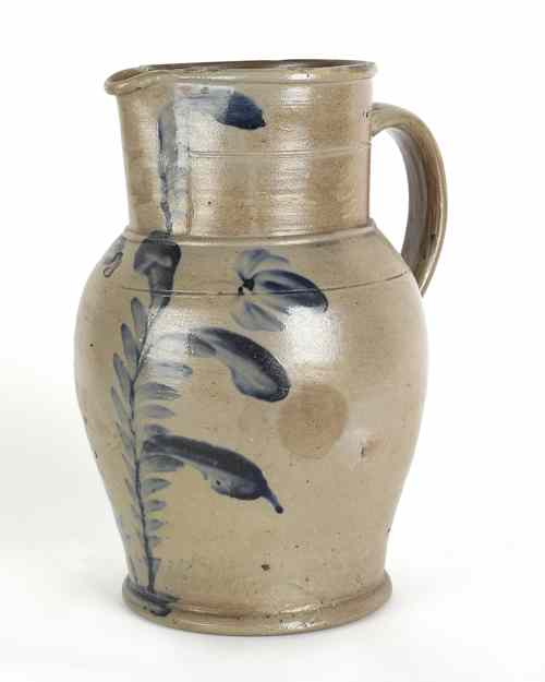 Appraisal: Pennsylvania stoneware pitcher attributed to Remmey th c with cobalt