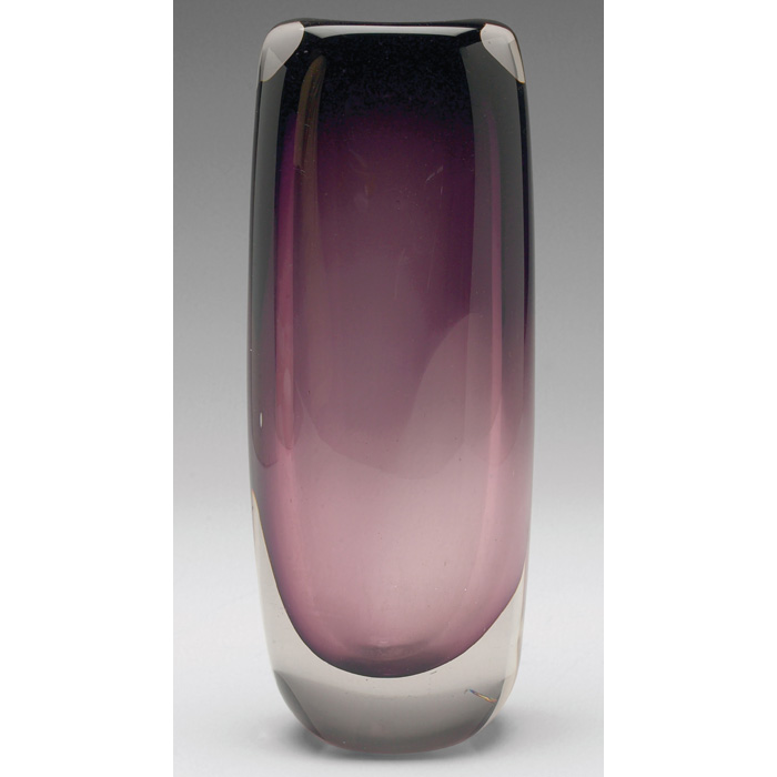 Appraisal: Murano vase cylindrical form in purple glass c w x