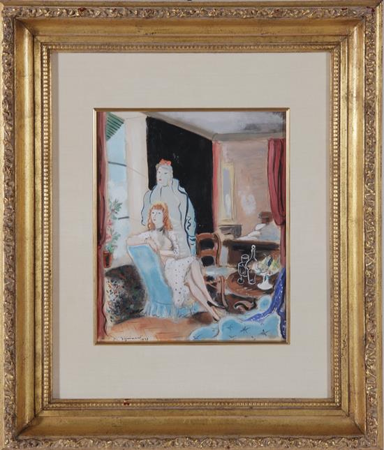 Appraisal: Continental school first half th century TWO WOMEN IN INTERIOR