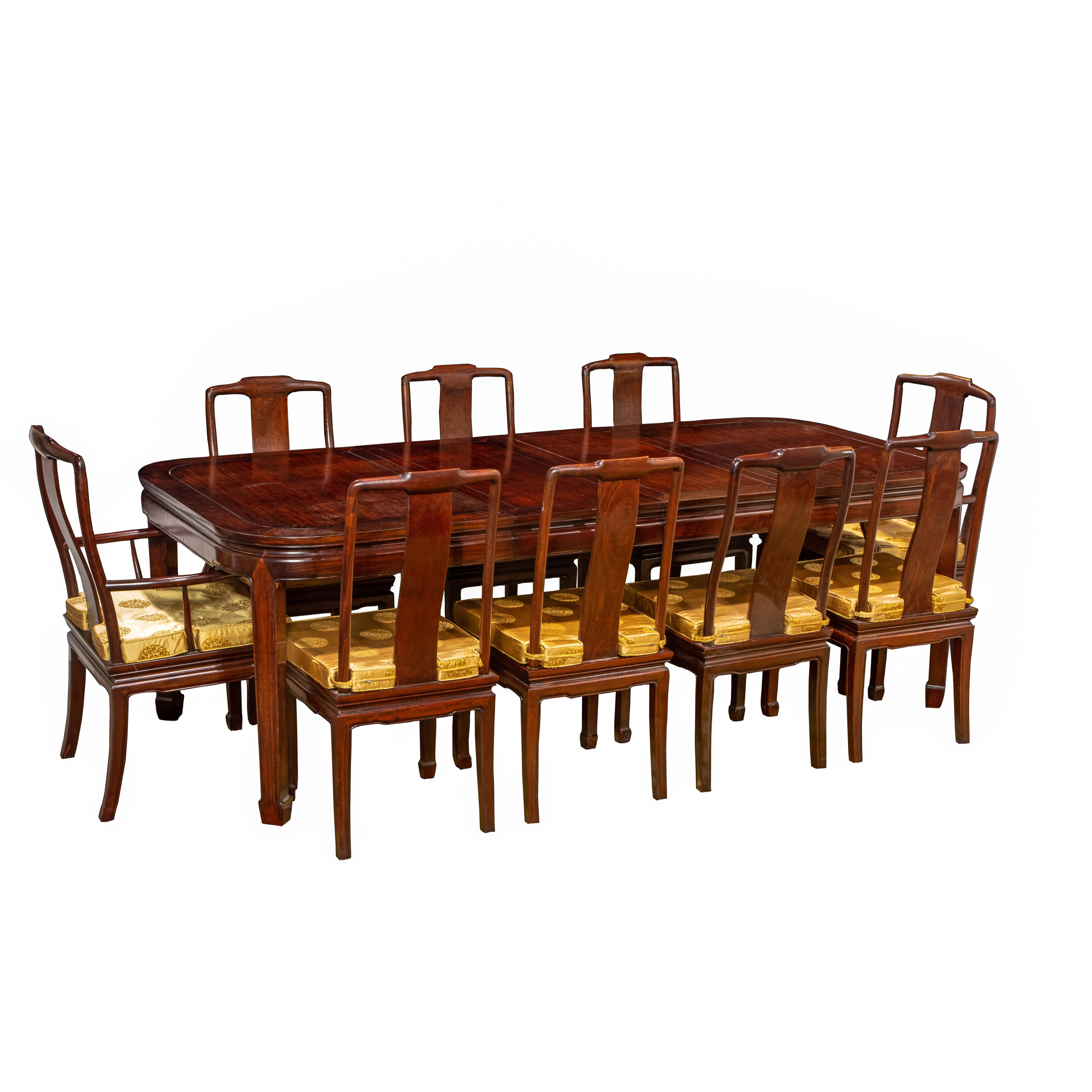 Appraisal: CHINESE HARDWOOD DINING SUITE Chinese hardwood dining suite comprising a