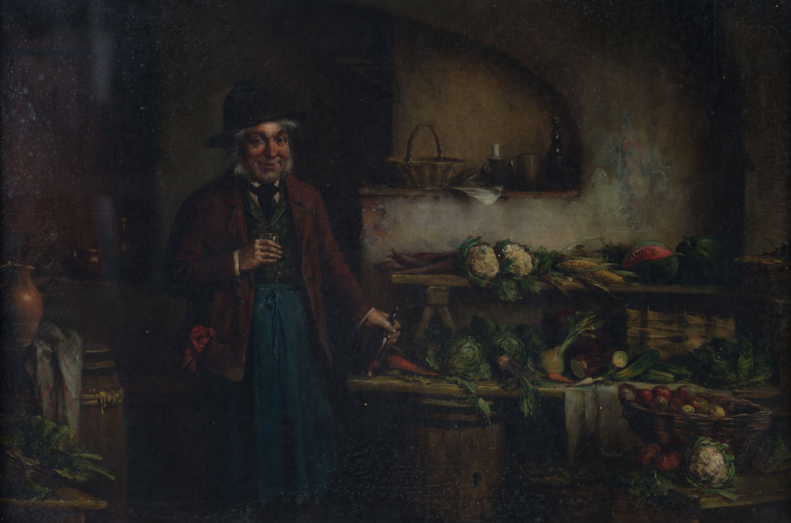 Appraisal: German School th c The Tipsy Gardener oil Oil on