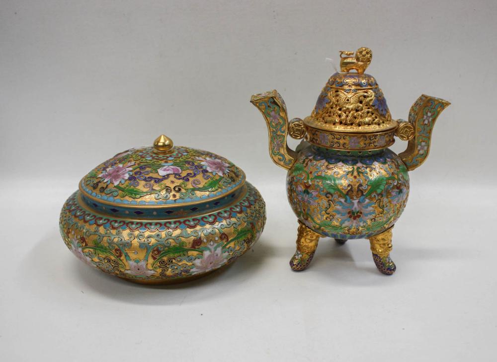 Appraisal: TWO CHINESE OPENWORK CLOISONNE' VESSELS The first a diameter by